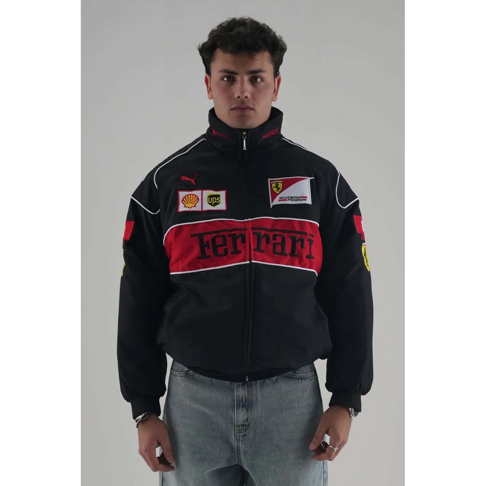 Ferrari Racing Jacket Mens M Black Red F1 Puma Formula 1 Bomber Coat